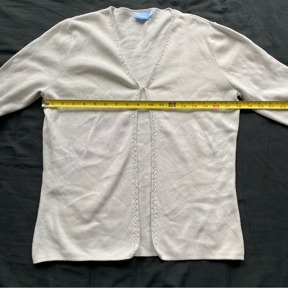 Denver Hayes Cream V-Neck Open Front Cardigan - Picture 9 of 9